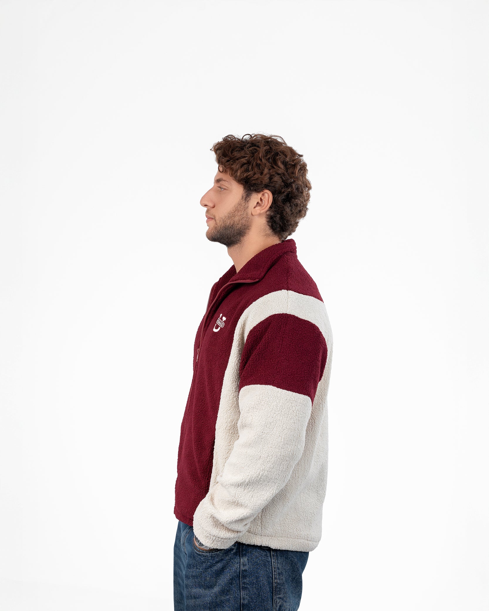 Fleece Jacket - Burgundy/Cream