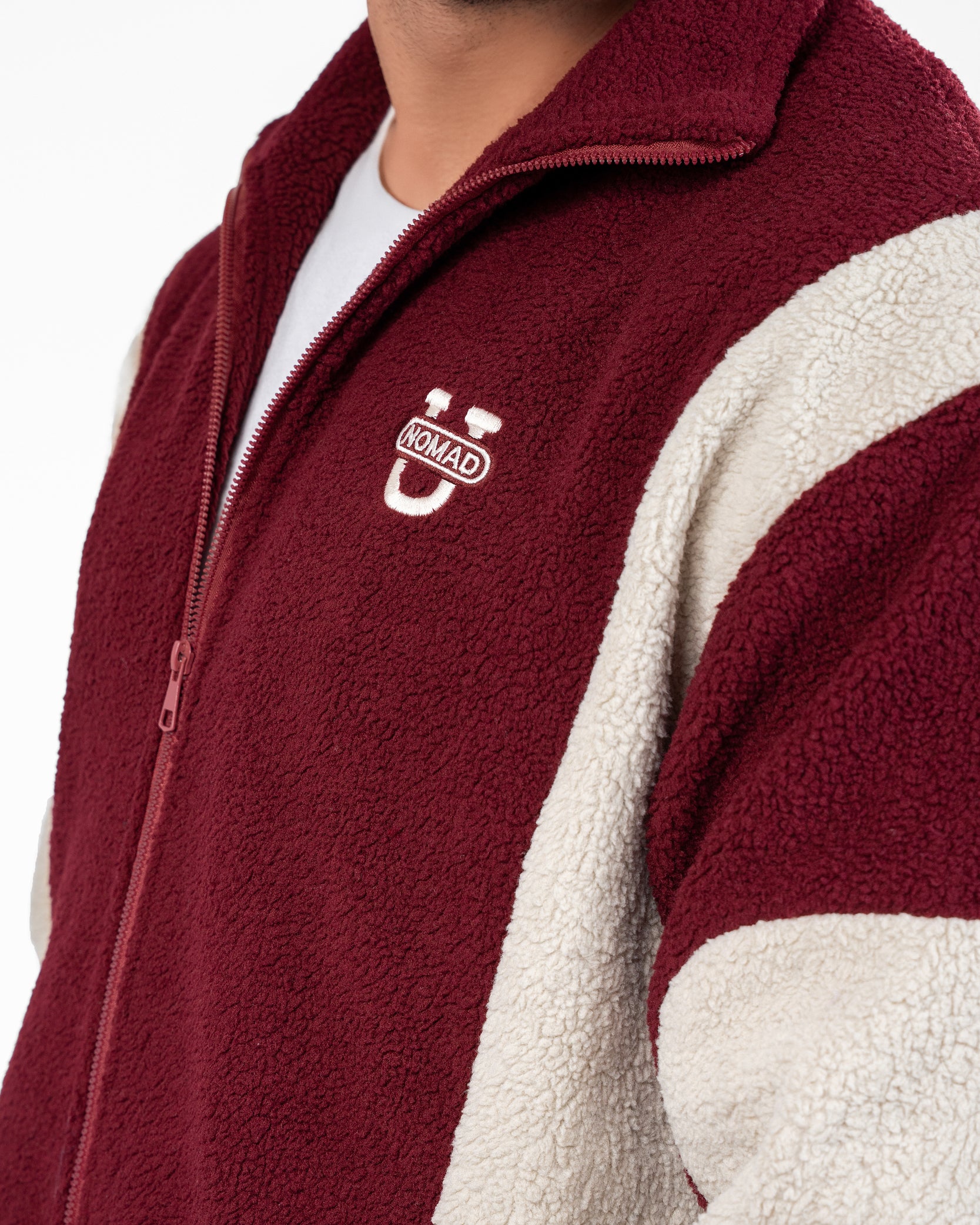 Fleece Jacket - Burgundy/Cream