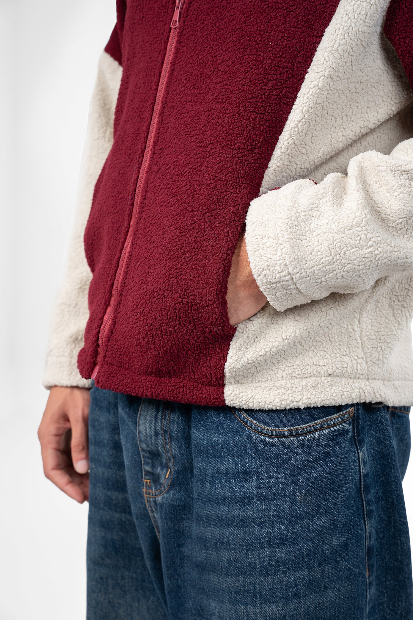 Fleece Jacket - Burgundy/Cream
